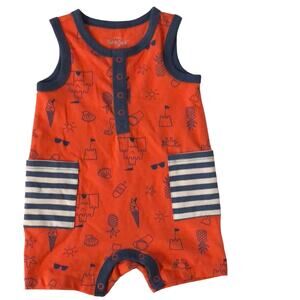 Cat & Jack Baby Outfit, Orange/Navy Stripe, 6-9mo, NWT